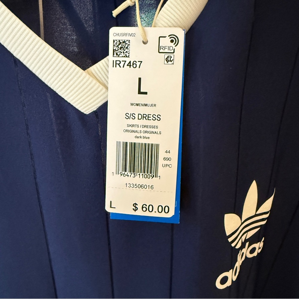 adidas Navy Blue Polo-Style Soccer Dress with White Stripes - Picture 6 of 8